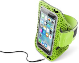Sportowe etui neoprenowe CellularLine ARMBAND RUNNING dla smartfonów do rozmiaru 5,2" limonkowy