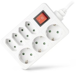 ENTAC Entac ESE1.5G3X4-1.5-SW rozgałęziacz 1,5 m 7 x gniazdo sieciowe Wewnętrzna Biały