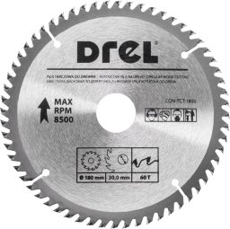 Drel DREL Piła Tarczowa Do Drewna 180mm 60T Do Gładkiego Wykończenia