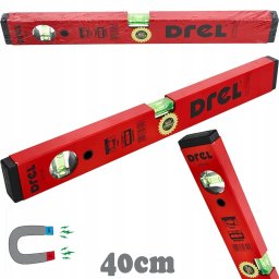 Drel DREL Poziomnica Magnetyczna Wzmocniona 40cm 2 Libelki Budowa