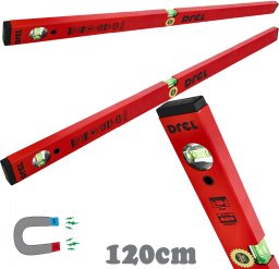 Drel DREL Poziomnica Magnetyczna Wzmocniona 120cm 2 Libelki Do Ścian