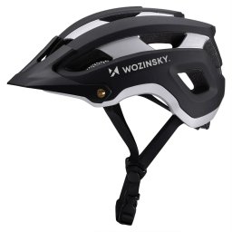 Wozinsky Kask rowerowy MTB z odpinanym daszkiem lekki 57-62 cm - czarno-srebrny (1033233)