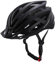 Wozinsky Kask rowerowy MTB z odpinanym daszkiem tylną lampką USB 57-62 cm - czarny (1033267)