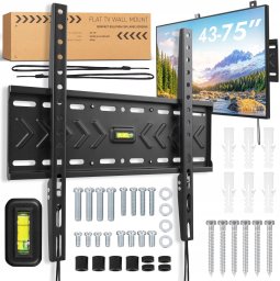 Grape Visaro Flat TV Wall Mount for 43"-75" TV, Black (WMF75)