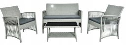 Bauerkraft ZESTAW MEBLI OGRODOWYCH Z TECHNORATTANU RATTAN SOFA FOTELE STOLIK NA OGRÓD