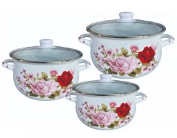 Lumarko Wysokiej jakości wytrzymały emaliowany stalowy zestaw garnków do sosów 5R54518E3G Rosberg 5R54518E3G (3800237045198)