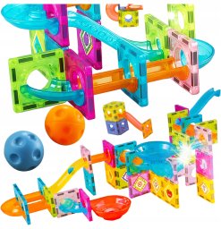 Kontext Klocki Magnetyczne Konstrukcyjne Tor Kulkowy 91 Elementów Kulodrom Zestaw