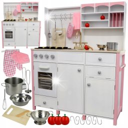 VimToys Wielka Drewniana Kuchnia dla Dzieci Edukacyjna Zestaw Rękawica Akcesoria