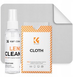 Kf 2w1 Zestaw Do Czyszczenia Ekranu Monitora Lcd K&f Płyn 60 Ml + Ściereczka Z Mikrofibry 6×7" / Kf08.090