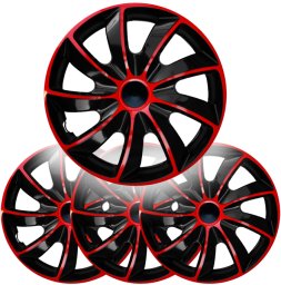 Kołpak NRM Kołpaki Quad Bicolor 14" Czerwono Czarne Komplet 4 sztuki