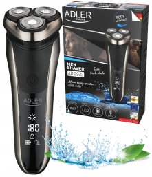 Adler Golarka męska elektryczna 3 głowice LCD ładowanie USB IPX7
