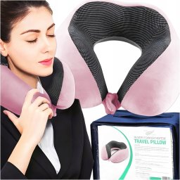 Medi Sleep Poduszka turystyczna różowa do spania, rogal na szyję zagłówek do samochodu