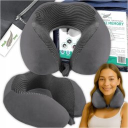 Medi Sleep Poduszka turystyczna ciemnoszara do spania, zagłówek do samochodu