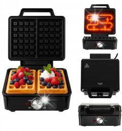 Gofrownica Adler GOFROWNICA 2000W XXL 2 Duże Gofry Regulacja Temperatury NON-STICK Mocna