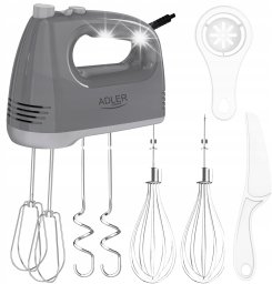 Mikser Adler Mikser ręczny Robot kuchenny 750W 5 biegów + TURBO 4 Mieszadeł Wolny start