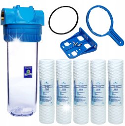 Aquafilter Korpus Narurowy 3/4 Filtr Wody z 5x Wkładami Sznurkowymi Zestaw Domowy