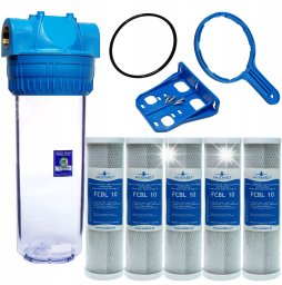 Aquafilter Korpus Narurowy 3/4 Filtr Wody z 5x Wkładami Węglowymi Blok Zestaw Domowy