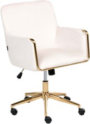 Krzesło biurowe Beliani Krzesło obrotowe ALTONA Welur Złamana biel