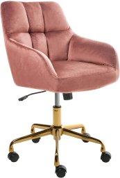 Krzesło biurowe Beliani Krzesło obrotowe PALMDALE Welur Różowy