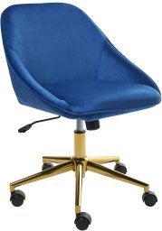 Krzesło biurowe Beliani Krzesło obrotowe BARDSDALE Welur Granatowy