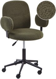 Krzesło biurowe Beliani Krzesło biurowe boucle ciemnozielone MORAGA