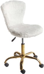 Krzesło biurowe Beliani Krzesło biurowe regulowane sztuczne futro białe MARGATE