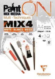 Clairefontaine Blok A4 białych papierów mix4 250g 12ark