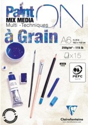 Clairefontaine Blok A6 biały fakturowany 250g 15ark