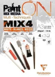 Clairefontaine Blok A3 białych papierów mix4 250g 12ark