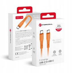 Kabel USB ForCell F-Energy C347 USB C do USB C QC4.0 PD 5 A 100 W Silikonowy 1 m Pomarańczowy