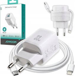 Ładowarka Joyroom Ładowarka sieciowa Joyroom JR-TG7 33W USB-A + USB-C z kablem 30W USB-C - Lightning 1m - biała