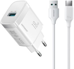 Ładowarka Joyroom Ładowarka sieciowa Joyroom JR-TF4 18W z kablem 3 A USB-A - USB-C 1m - biała