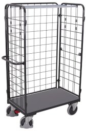 Variofit Wysokie wózki do paczek, 3 ściany 1390 x 825 x 1820  mm wys. nośność 500 kg (Kolor: niebieski)