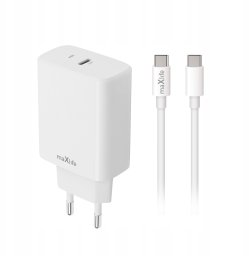 Ładowarka TelForceOne Maxlife ładowarka sieciowa PD QC MXTC-10-20C 1x USB-C 20W biała + kabel USB-C - USB-C 20W