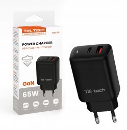 Ładowarka Teltech Teltech ładowarka sieciowa GaN USB / Typ-C 65W QC PD czarny TCH-05