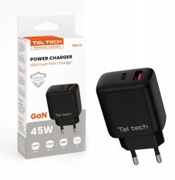 Ładowarka Teltech Teltech ładowarka sieciowa GaN USB / Typ-C 45W czarny TCH-03