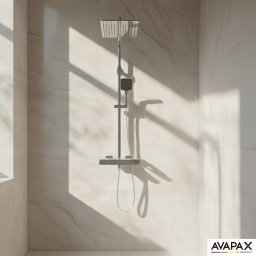 Deszczownica Avapax Deszczownica z baterią prysznicową termostatyczną dwufunkcyjną, Kolor: chrom