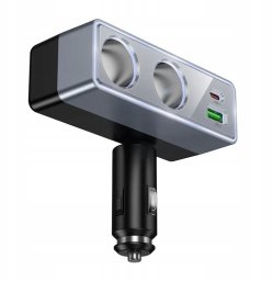 Ładowarka Hoco Ładowarka samochodowa Hoco z rozdzielaczem 1xUSB A + 1xUSB C + 2 porty zapalniczki QC3.0 PD max 240W/24V Z65B czarna