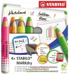 Stabilo Kredki do tablic suchościeralnych 4kol. STABILO
