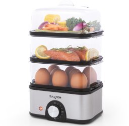 Salter Kompaktowy 3-piętrowy Parowar Salter 500W Ryby Warzywa Jajka Timer 3 Litry