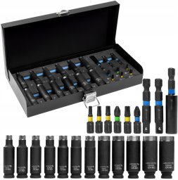Zestaw narzędzi Hedootools HOGERT ZESTAW NASADEK I BITÓW UDAROWYCH 21el.  4 - 13mm