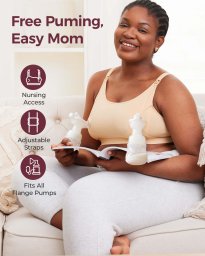 Momcozy Momcozy YN08 (XXL) | Biustonosz do laktatora typu Hands-Free | Beżowy