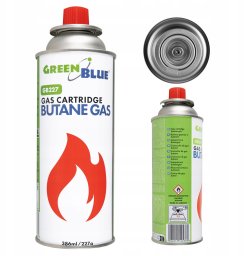 GreenBlue Kartusz gazowy 227g GreenBlue. certyfikat: Pi 0875, zgodny z normą EN417, butan, zakres działania -10°c do+ 40°c, GB227