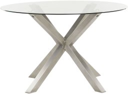 Beliani Stół ogrodowy szklany okrągły 120 cm srebrny MALETTO