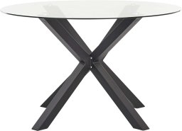 Beliani Stół ogrodowy szklany okrągły 120 cm czarny MALETTO