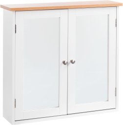 Beliani Szafka wisząca łazienkowa z lustrem ALAMOS 65 cm 60 cm Biały