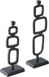 Beliani Zestaw 2 świeczników SIPANJE Metal 35/48 cm Czarny