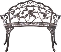 Beliani Ławka ogrodowa PIURA 88 cm Metal Ciemnobrązowy
