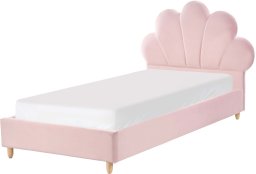 Beliani Łóżko dziecięce Muszla Welur NEULISE 90 x 200 cm Różowy
