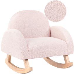 Beliani Fotel bujany dziecięcy boucle pastelowy róż HUG
